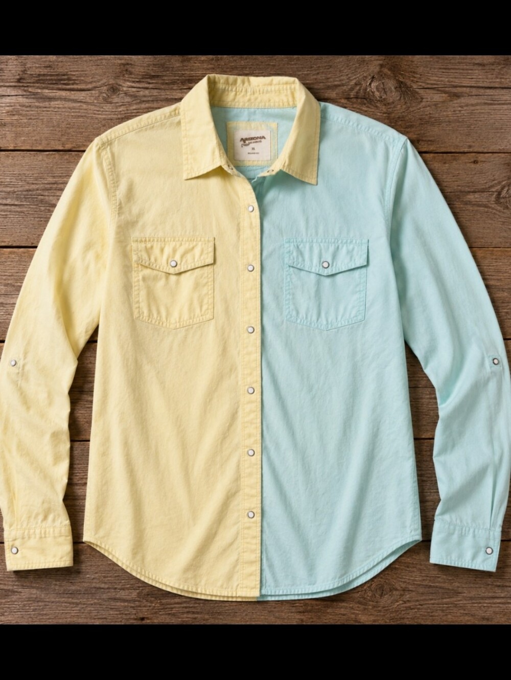 Y2k Pearl Snap Colorblock Shirt